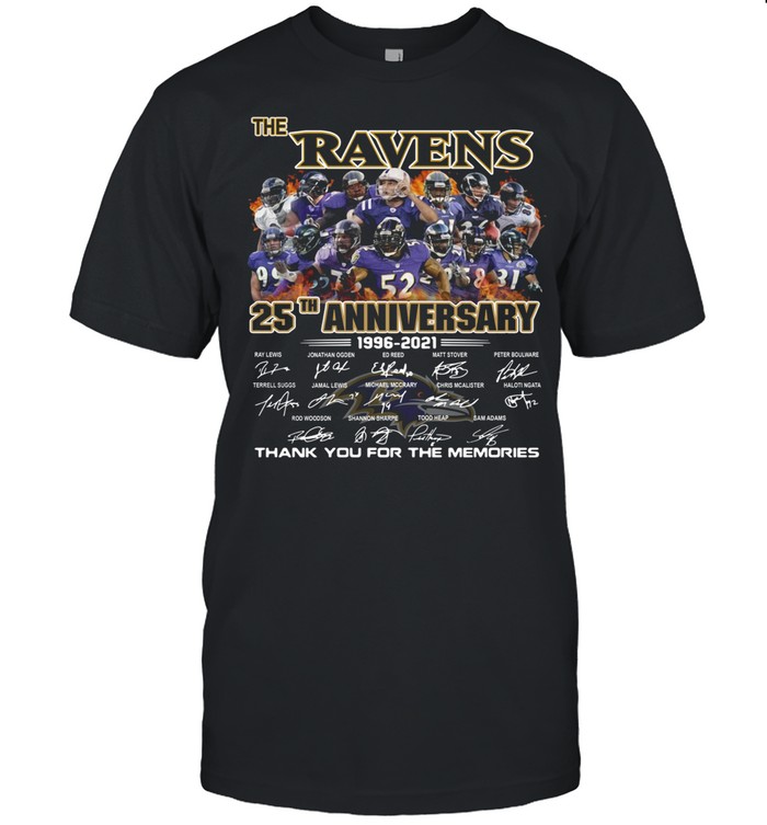 The Ravens 25th Anniversary 1996 2021 Thank You For The Memories Signature shirt Classic Men's T-shirt
