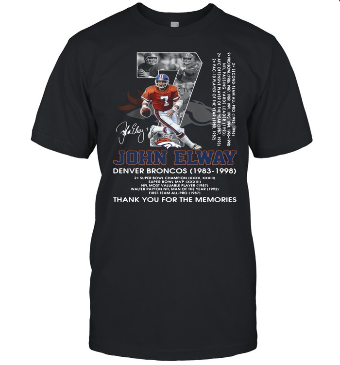 07 John Elway Denver Broncos 1983 1998 thank you for the memories signature shirt Classic Men's T-shirt