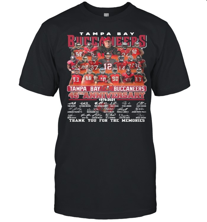 Tampa Bay Buccaneers 45th Anniversary 1976 2021 Signatures Thanks For The Memories shirt Classic Men's T-shirt