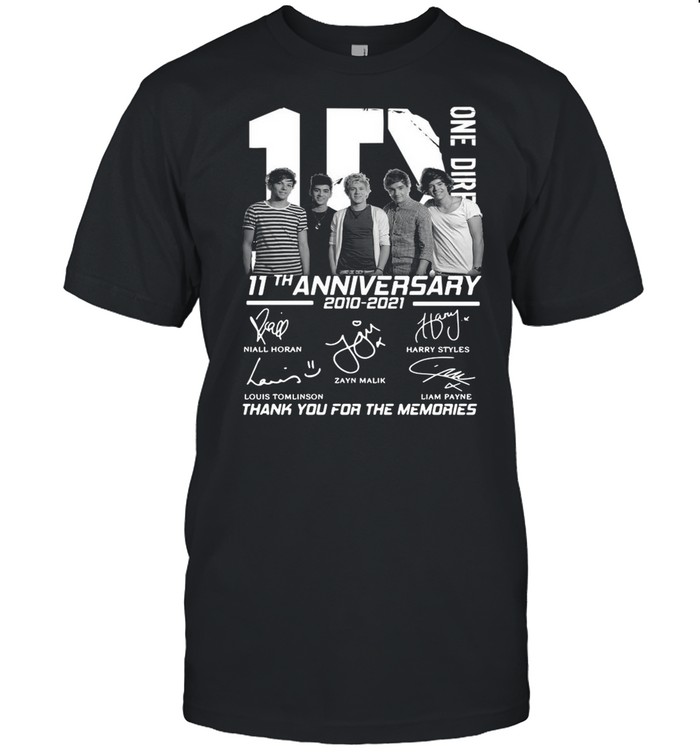 1D one Direction 11th anniversary 2010 2021 signatures thank you for the memories shirt
