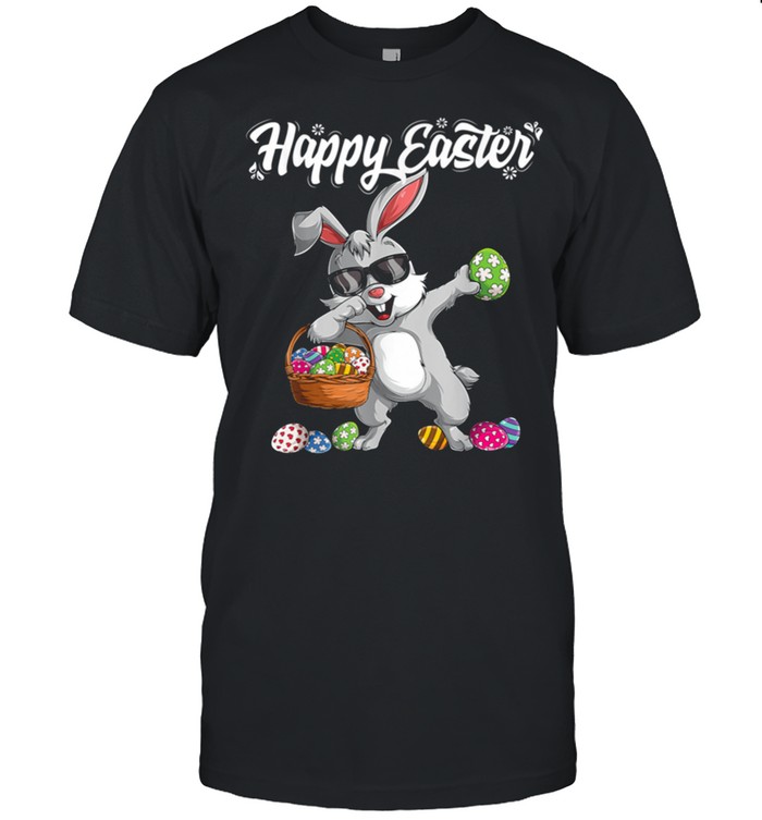 Rabbit dabbing happy easter shirt
