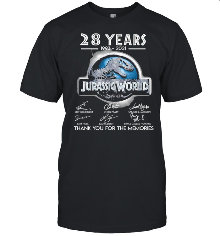 28 Years 1993 2021 Jurassic World Signatures Thank You For The Memories  Classic Men's T-shirt