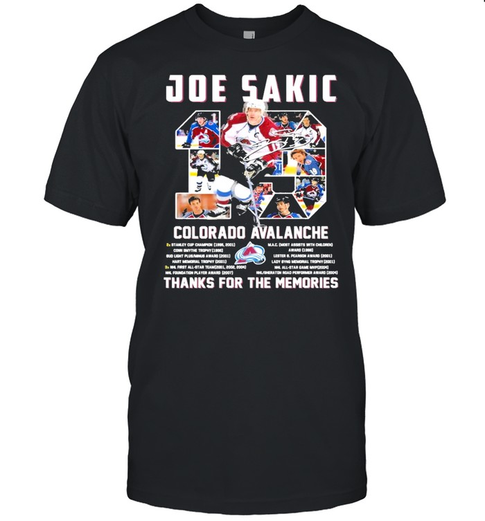 19 Joe Sakic Colorado Avalanche Thank You For The Memories Signature Shirt