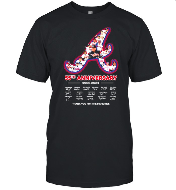 Atlanta Braves 55th Anniversary 1966 2021 Signatures Thank You For The Memories Shirt