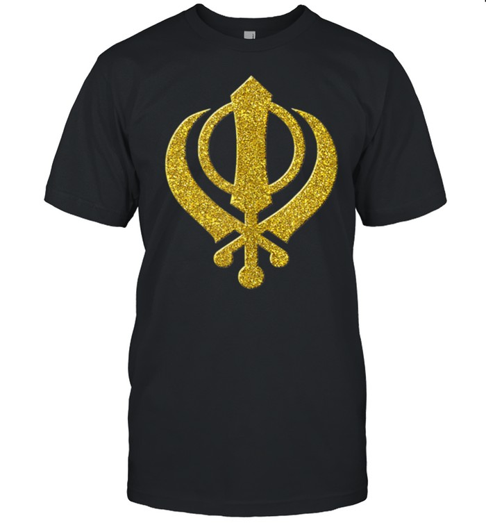 Khanda, Sikhism vintage, Golden retro Sikhs symbol shirt