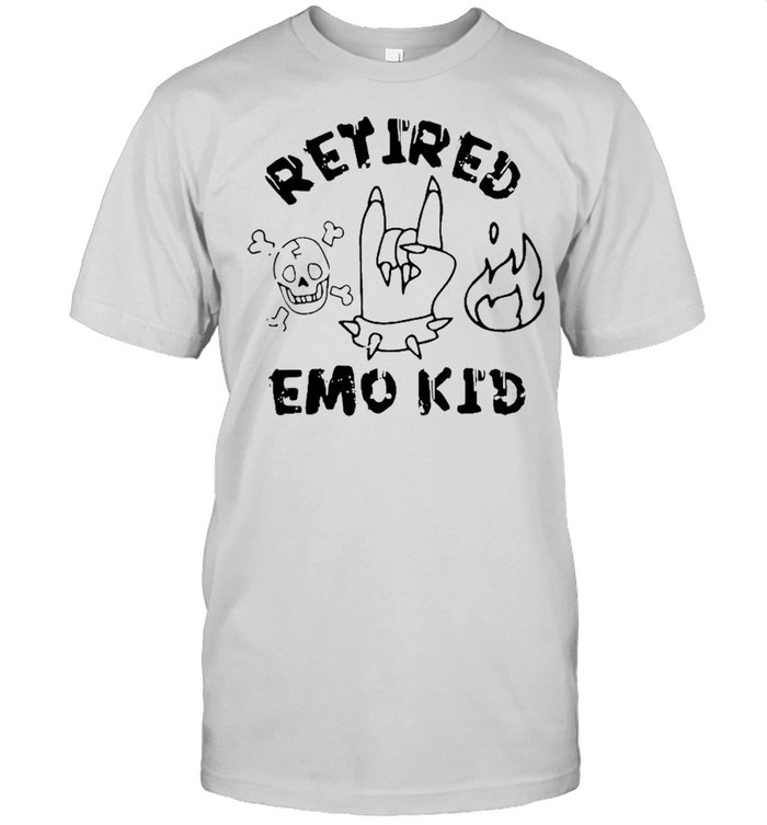 Retired skull demons hand fire emo kid shirt