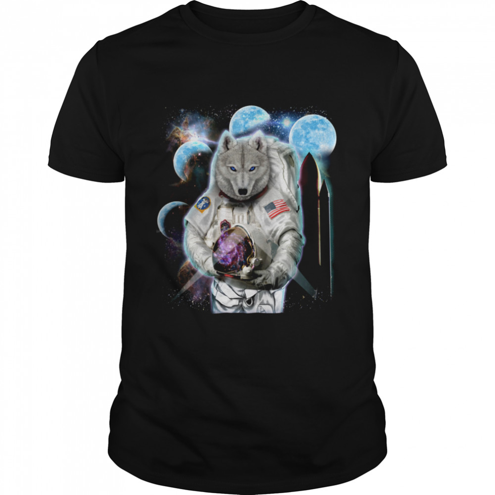 Polar Wolf as Astronaut Explore Space and Galaxy shirt