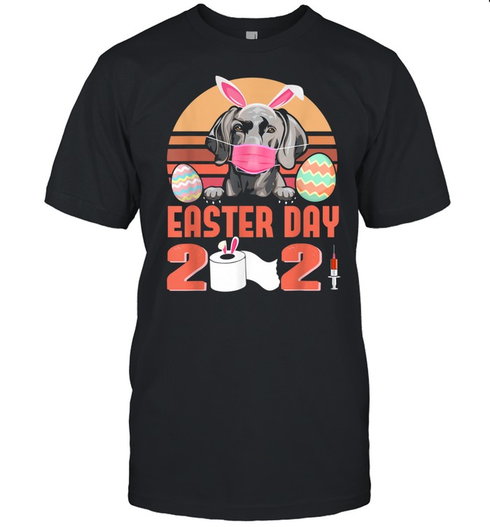 Weimaraner Dog Face Mask Rabbit Bunny Egg Easter Day 2021 shirt Classic Men's T-shirt