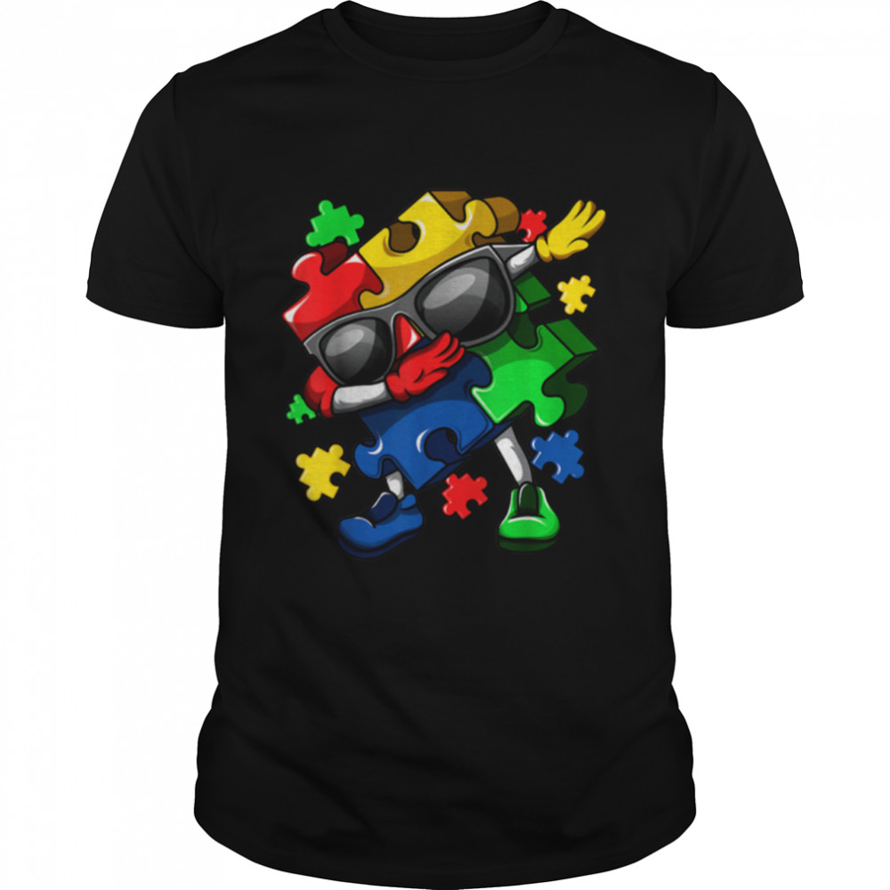 Dabbing Puzzle Pieces Autism Awareness Boys Girls shirt Classic Men's T-shirt