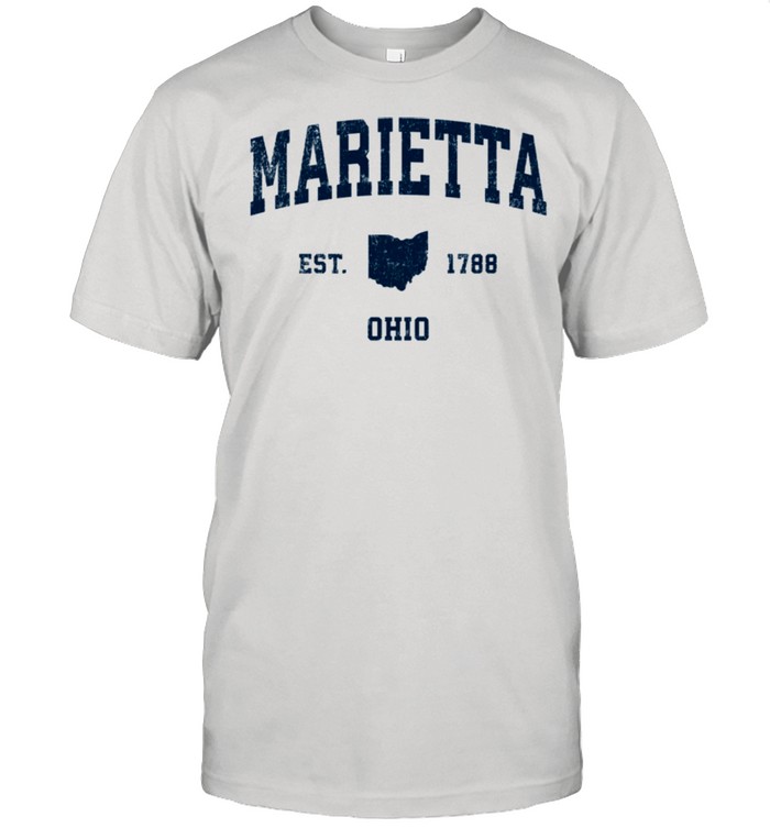 Marietta Ohio OH Vintage Sports Design Navy Print shirt