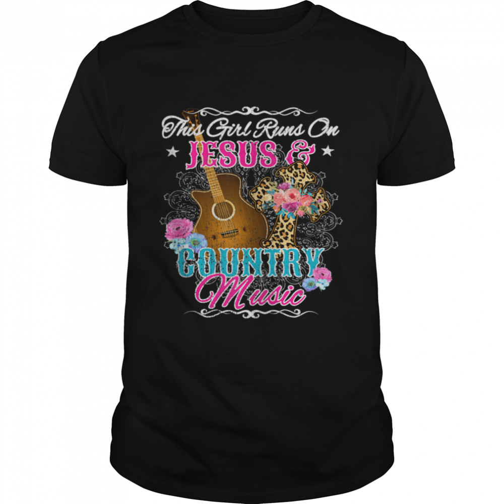 JESUS AND COUNTRY MUSIC Girls Guitar Cross Shirt