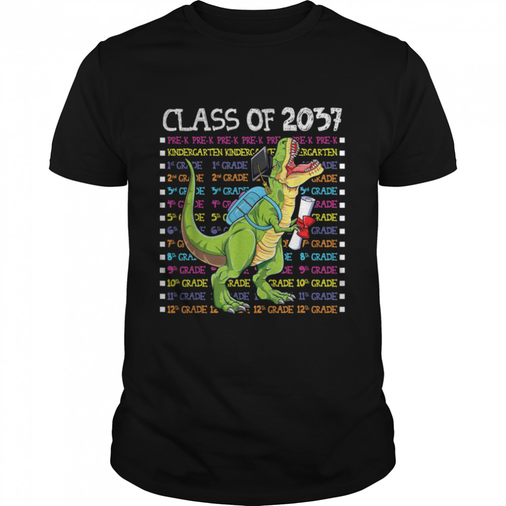 Class of 2037 Graduation Grow With Me TRex Shirt