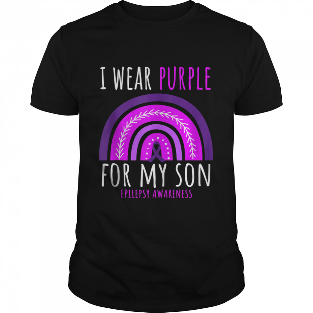Rainbow Mom Dad I Wear Purple For My Son Epilepsy Awareness Shirt