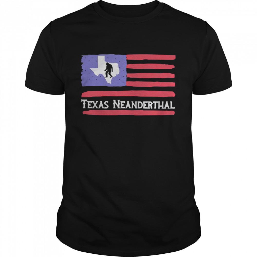 Bigfoot American flag Texas neanderthal shirt
