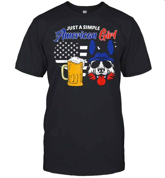 Simple American Girl US Flag German Shepard Shepherd Dog K9  Classic Men's T-shirt
