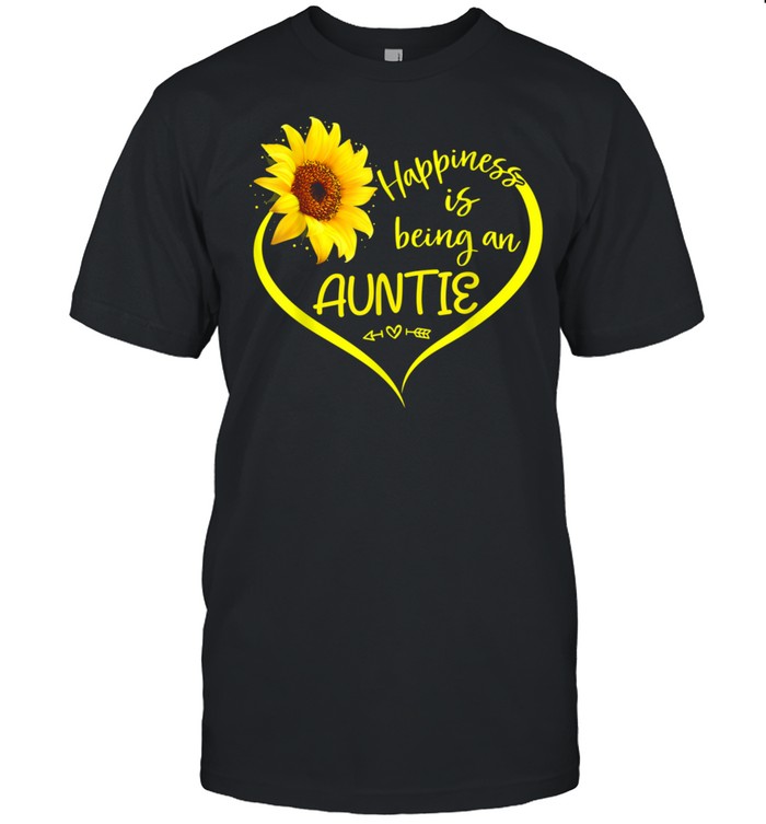 Happiness Is Being An Auntie Sunflower Heart Aunt To Be Shirt