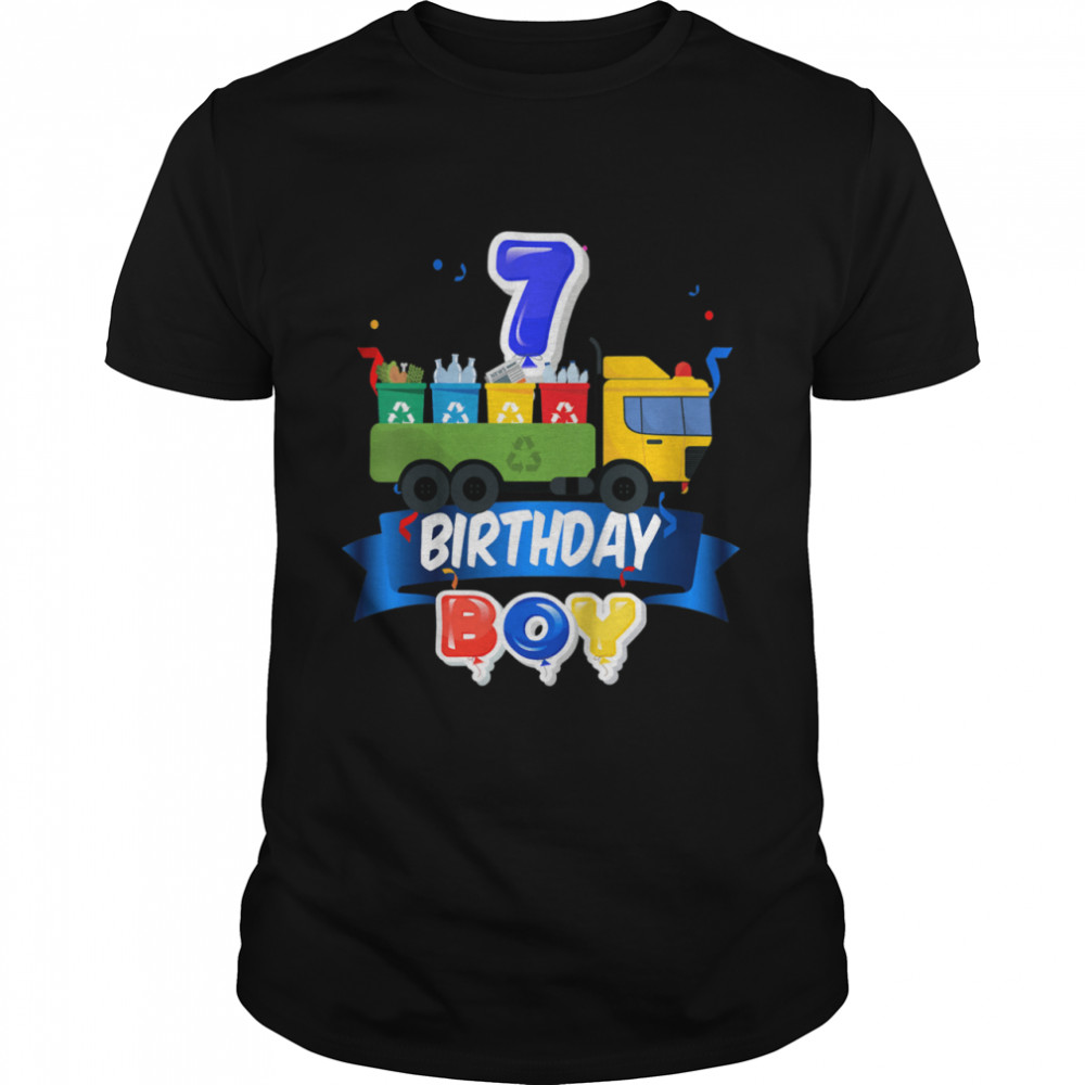 Kids Garbage Truck Happy 7th Birthday Boy truck For Trash Present Shirt