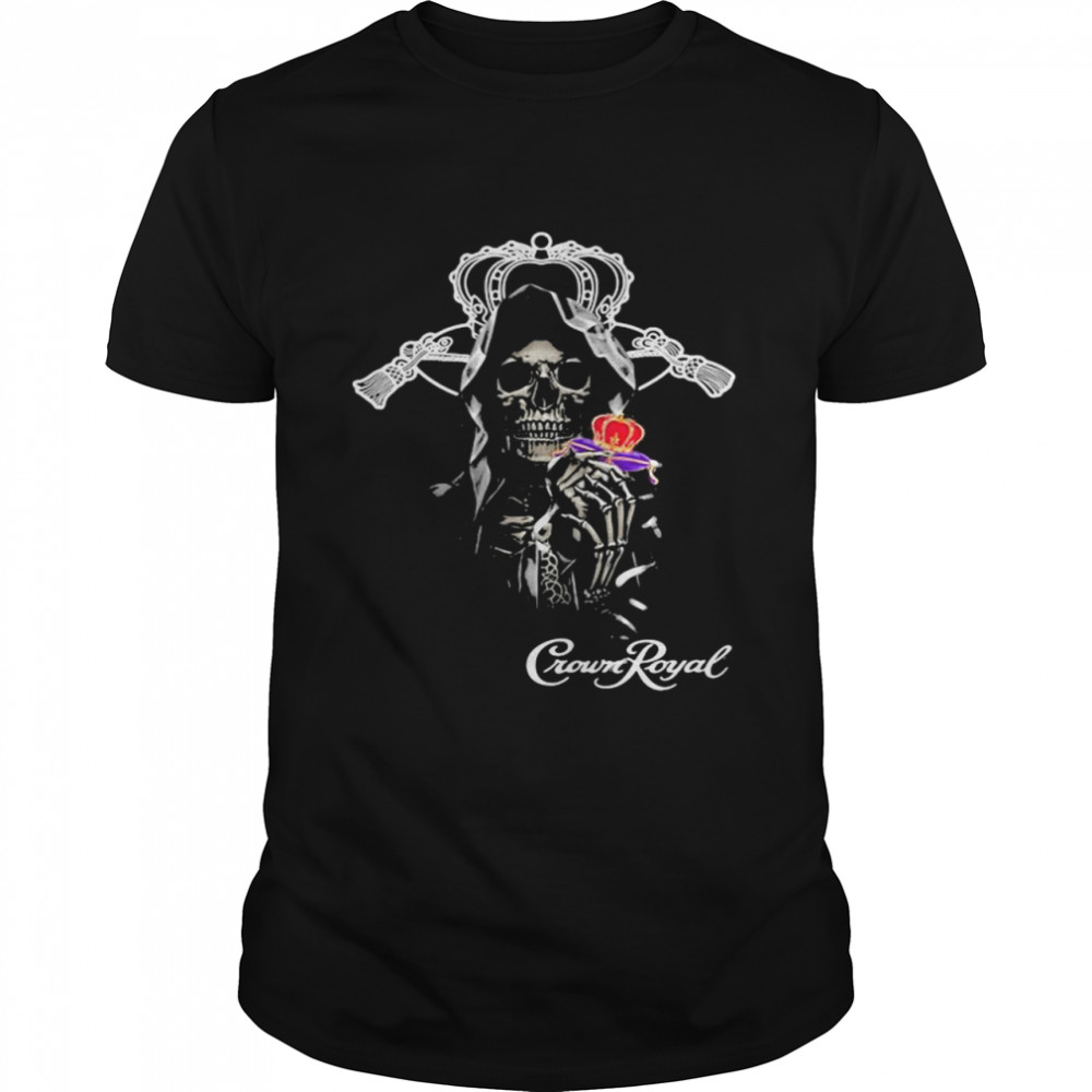 Skull Holding Crown Royal Logo  Classic Men's T-shirt