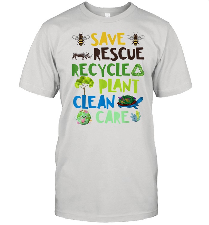 Save Rescue Recycle Plant Clean Care Bee Turtle The Earth  Classic Men's T-shirt