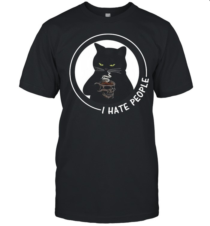 Black Cat Skull Glasses Coffee I Hate People shirt Classic Men's T-shirt