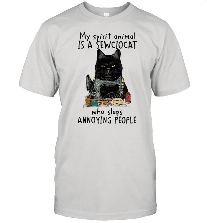 Black Cat My Spirit Animal Is A Sew Cat Who Slaps Annoying People shirt Classic Men's T-shirt