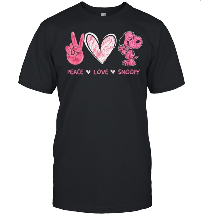 Peace Love Snoopy Pink Heart  Classic Men's T-shirt