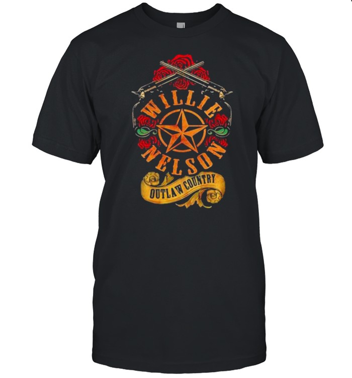 Willie Nelson Outlaw Country Roses Gun Star Shirt