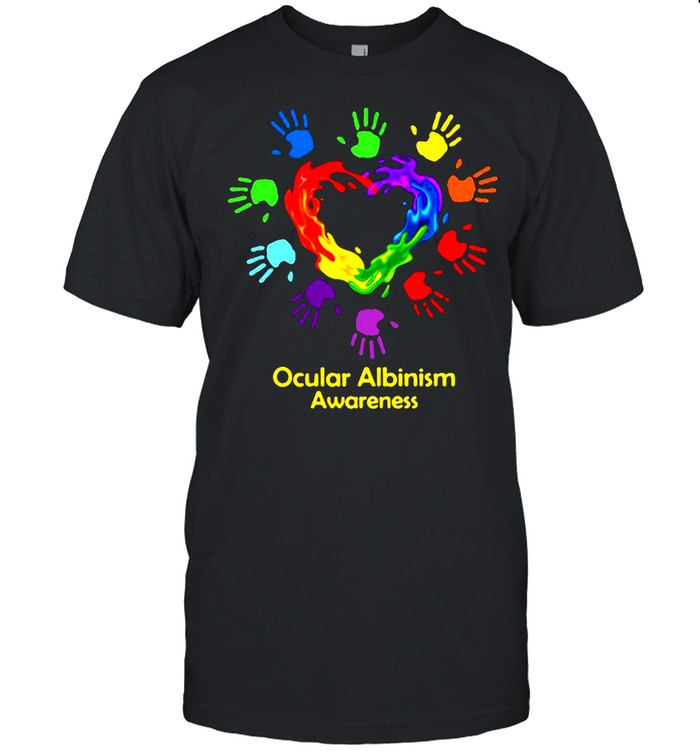 We Wear Rainbow Heart For Ocular Albinism Awareness T-shirt Classic Men's T-shirt