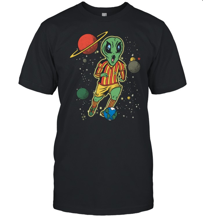 Funny Soccer Player in Space with Alien Soccer shirt Classic Men's T-shirt