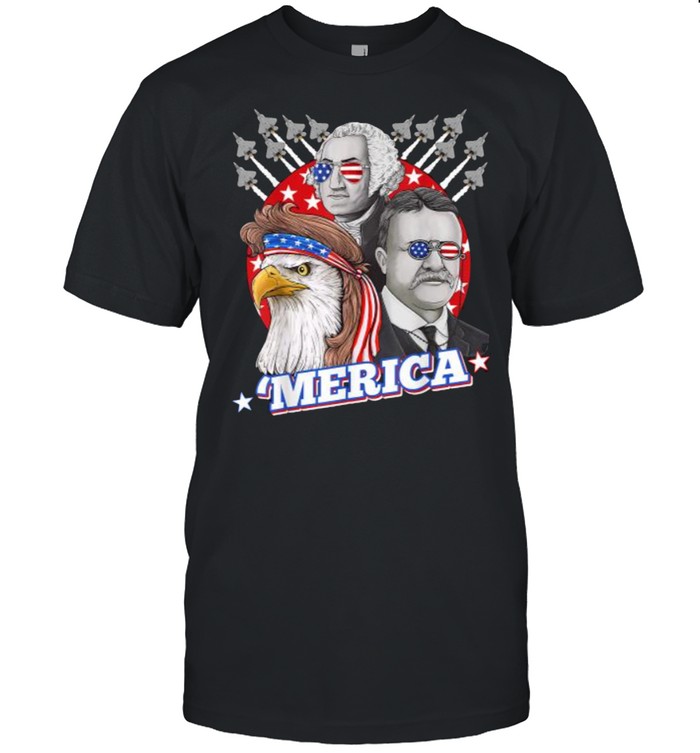 Washington Roosevelt Bald Eagle 4th Of July Patriotic Merica  Classic Men's T-shirt