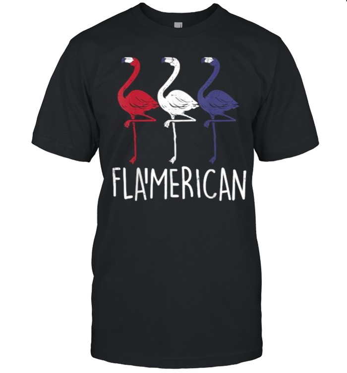 Flamerican Flamingo US American Flag 4th July T-Shirt