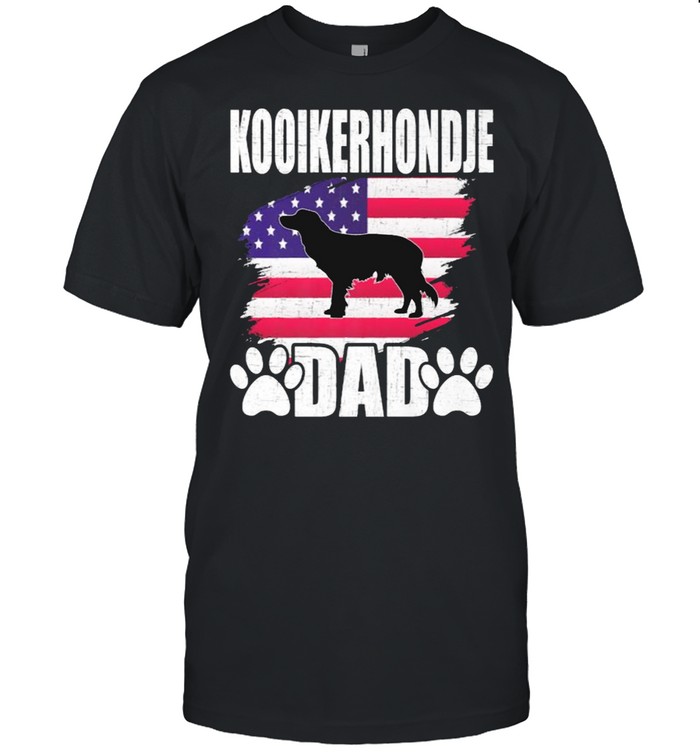 Kooikerhondje Dad Dog Lover American US Flag T-Shirt