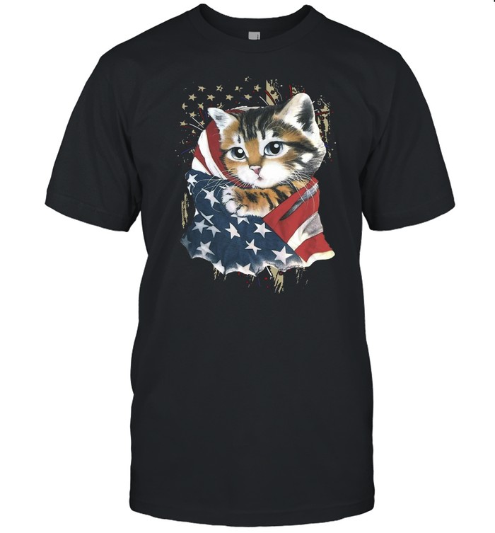 Cat Cool American Flag For Cat Lover T-shirt