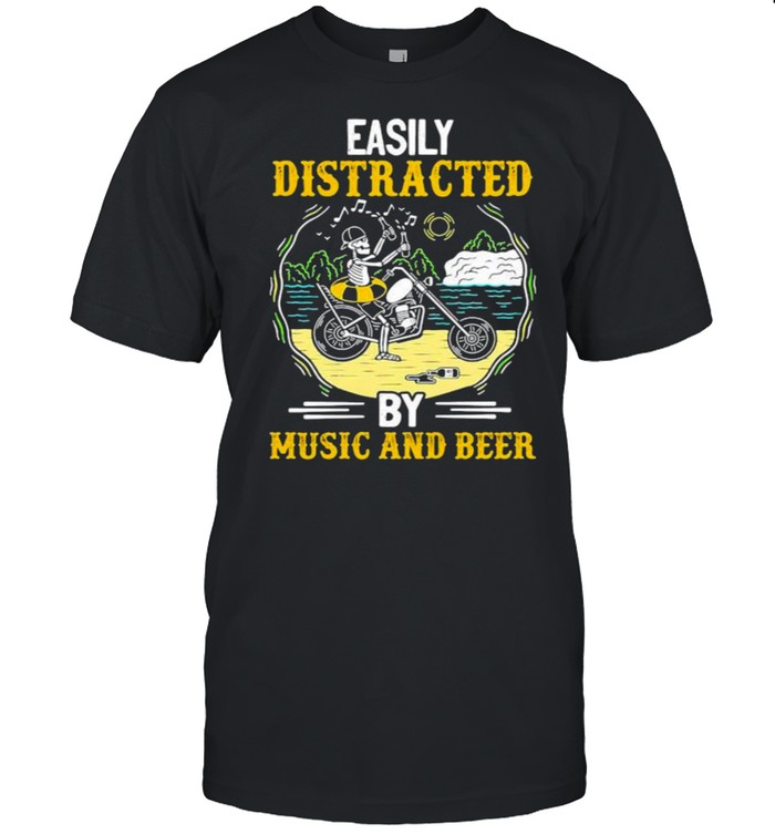 Easily distracted by music and beer skull motocycle shirt Classic Men's T-shirt