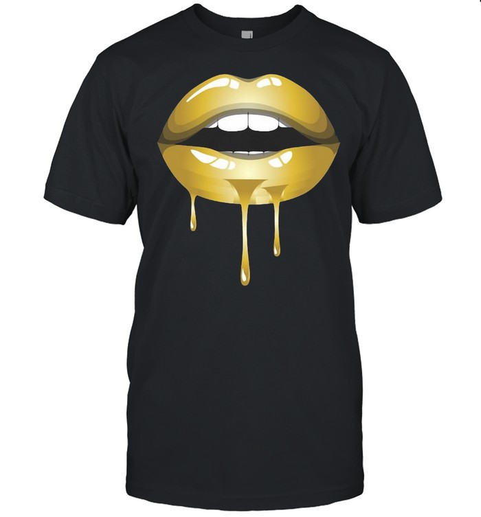 Gold Dripping Lips Female Lips T-shirt