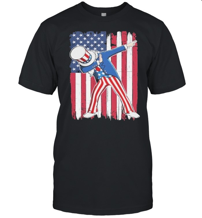 Dabbing Uncle Sam USA Flag Patriotic Fourth of July shirt