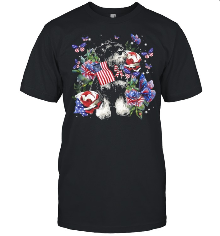 Schnauzer Only One Nation I Love American Flag shirt