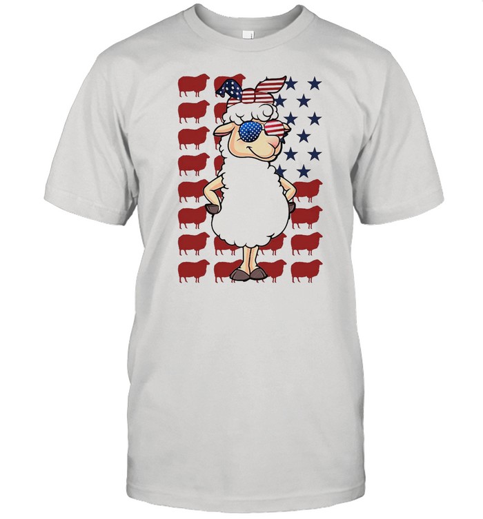 American Flag Sheep Independence day Farmer T-shirt