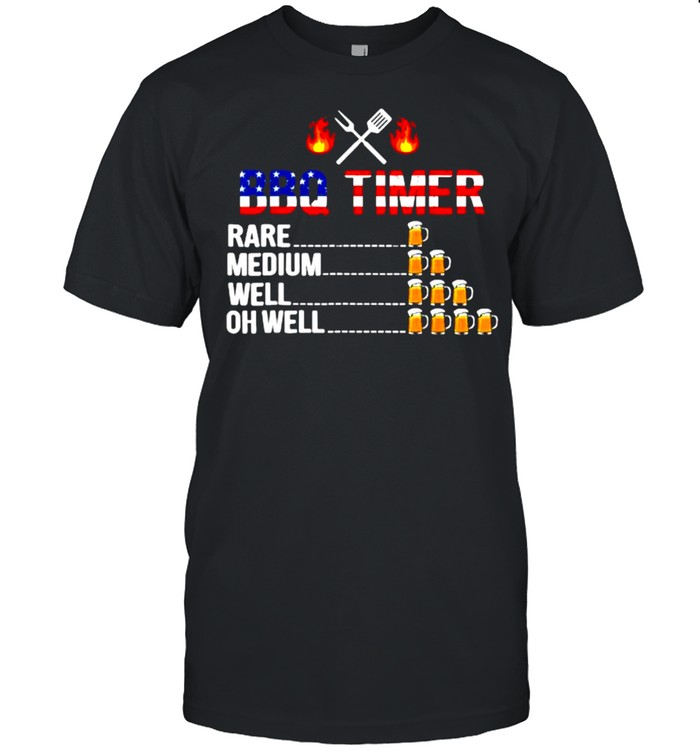 BBQ Timer Barbecue Beer Lover USA Flag Funny 4th Of July T-Shirt