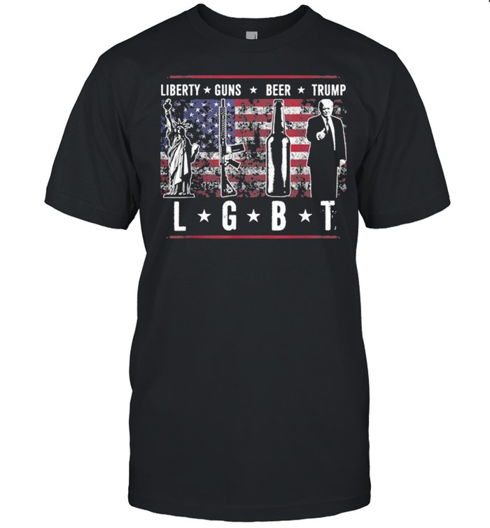 Liberty guns beer Trump lgbt American flag shirt Classic Men's T-shirt