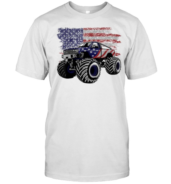 American Flag Monster Truck Lovers 4th Of July Monster Truck T-Shirt