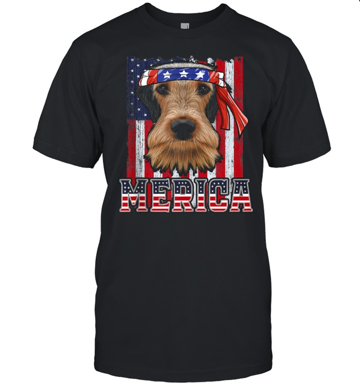 Airedale Terrier Merica 4th of July Shirt Dog Patriotic Flag shirt