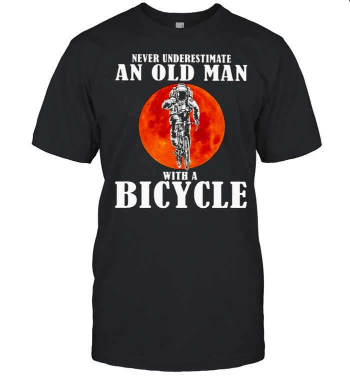 Never Underestimate An Old Man With Bicycle Blood Moon Shirt