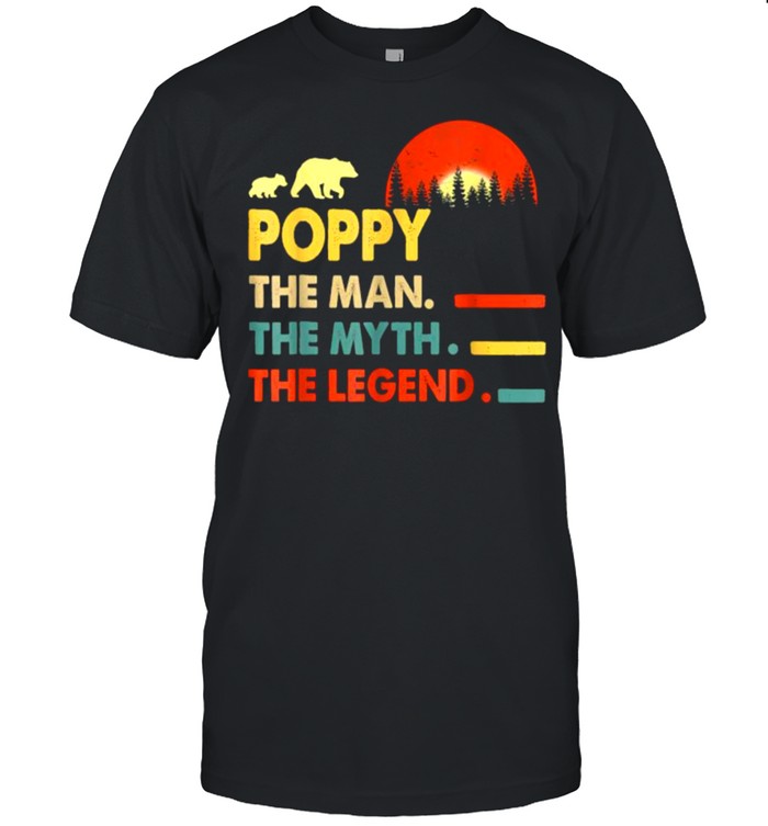 Poppy The Man The Myth The Legend Daddy Bear Vintage Sunset T- Classic Men's T-shirt