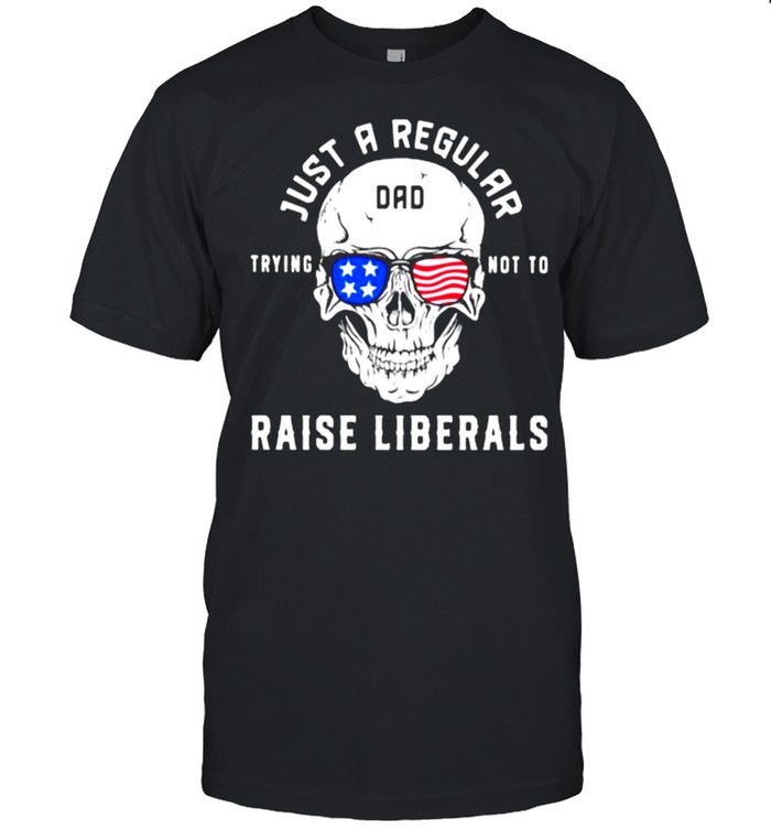 Just A Regular Trying Not To Raise Liberals Skull American Flag Shirt