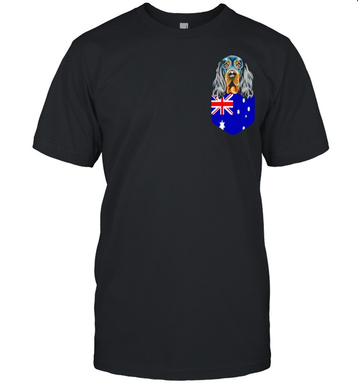 Australia Flag Gordon Setter Dog In Pocket shirt