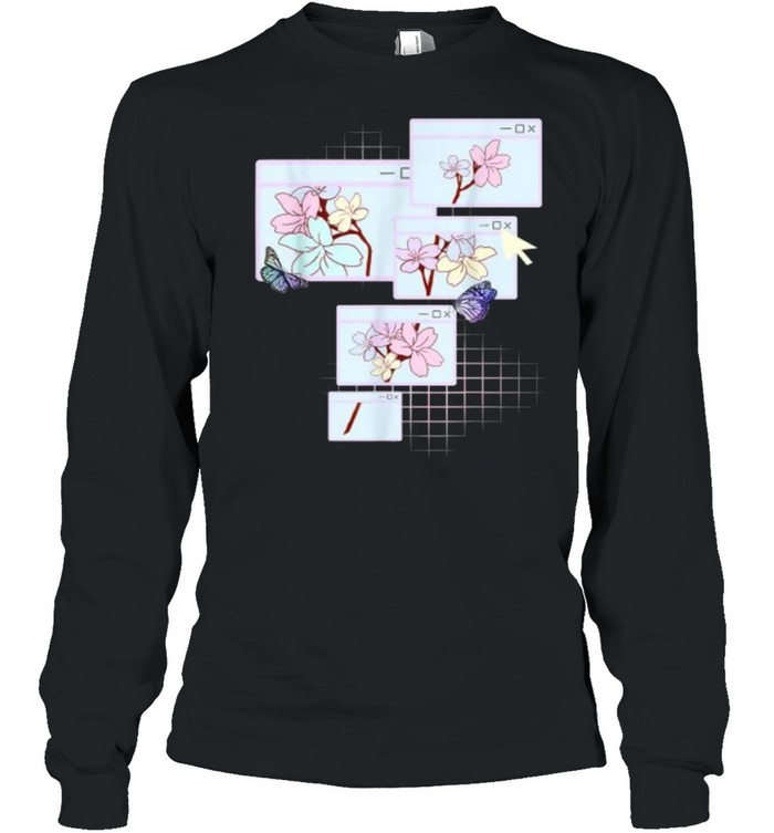 Kawaii E-Girl Pastel Aesthetic Grunge Browser Flower T- Long Sleeved T-shirt