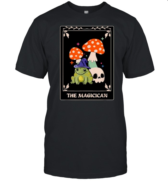 Magician Tarot Card Funny Magic Occult Frog Mushroom Tarot Shirt
