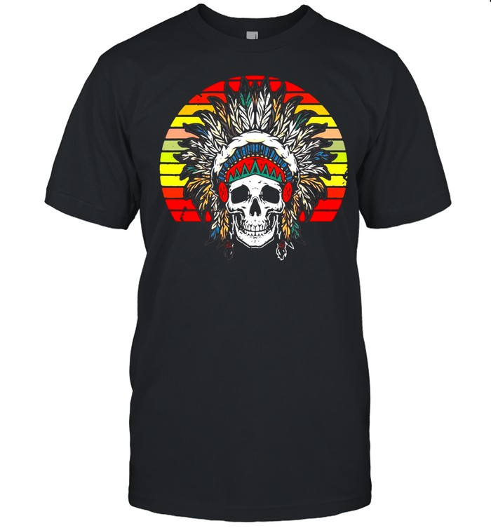 Native American Headdress Skull Native Indian Pride Vintage T-shirt