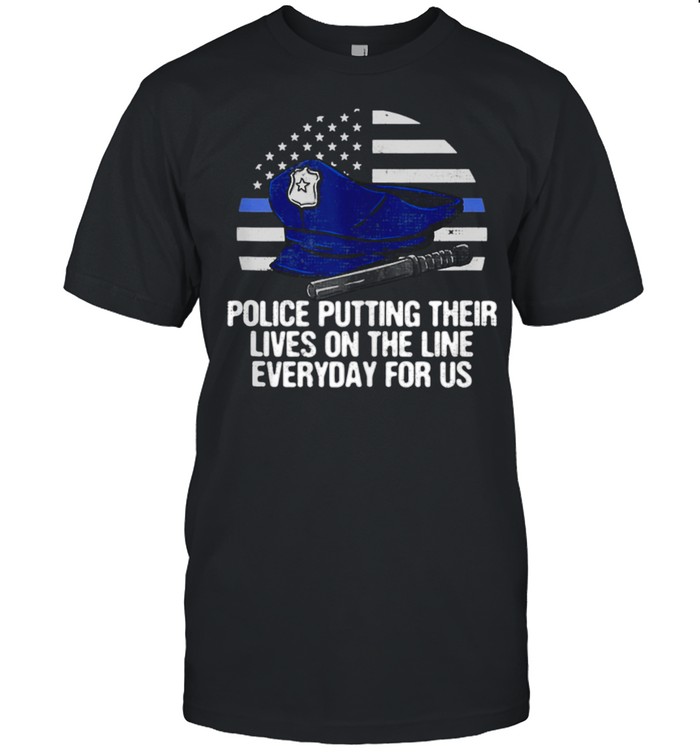 Police Lives on the Line Patriotic Law Enforcer Patriotism shirt Classic Men's T-shirt